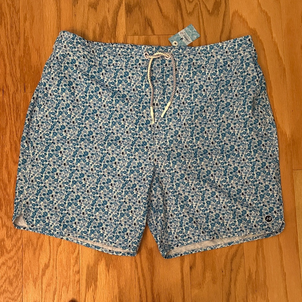 johnnie-O Blue Patterned Swim Trunks